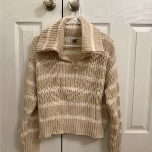 American Eagle Outfitters Cream Striped Turtleneck Sweater